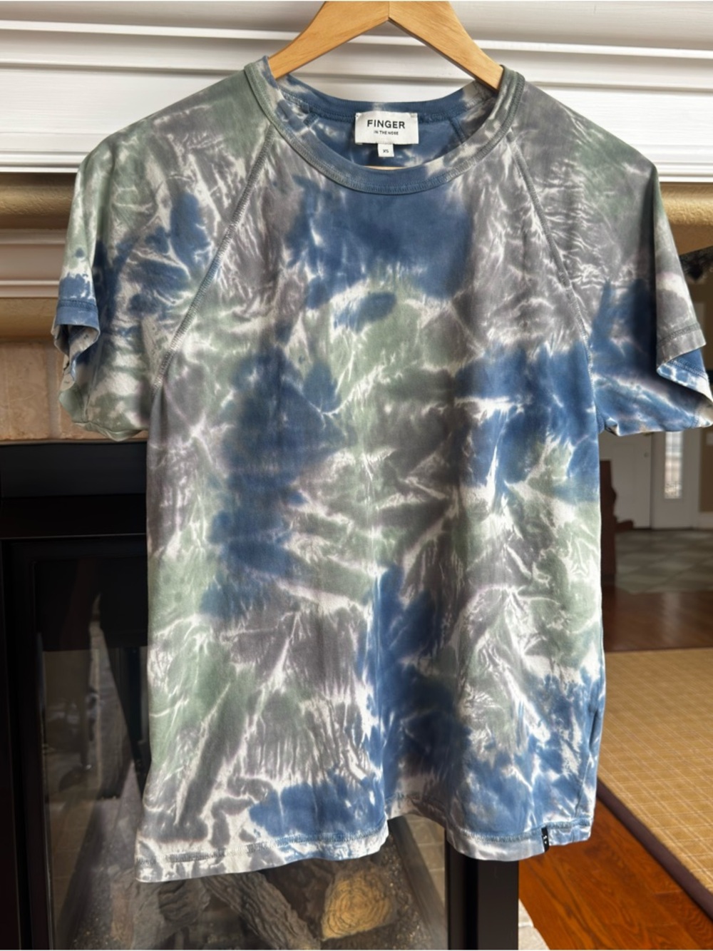 Blue and Green Tie Dye Psychedelic T Shirt Casual Indie Hippie XS